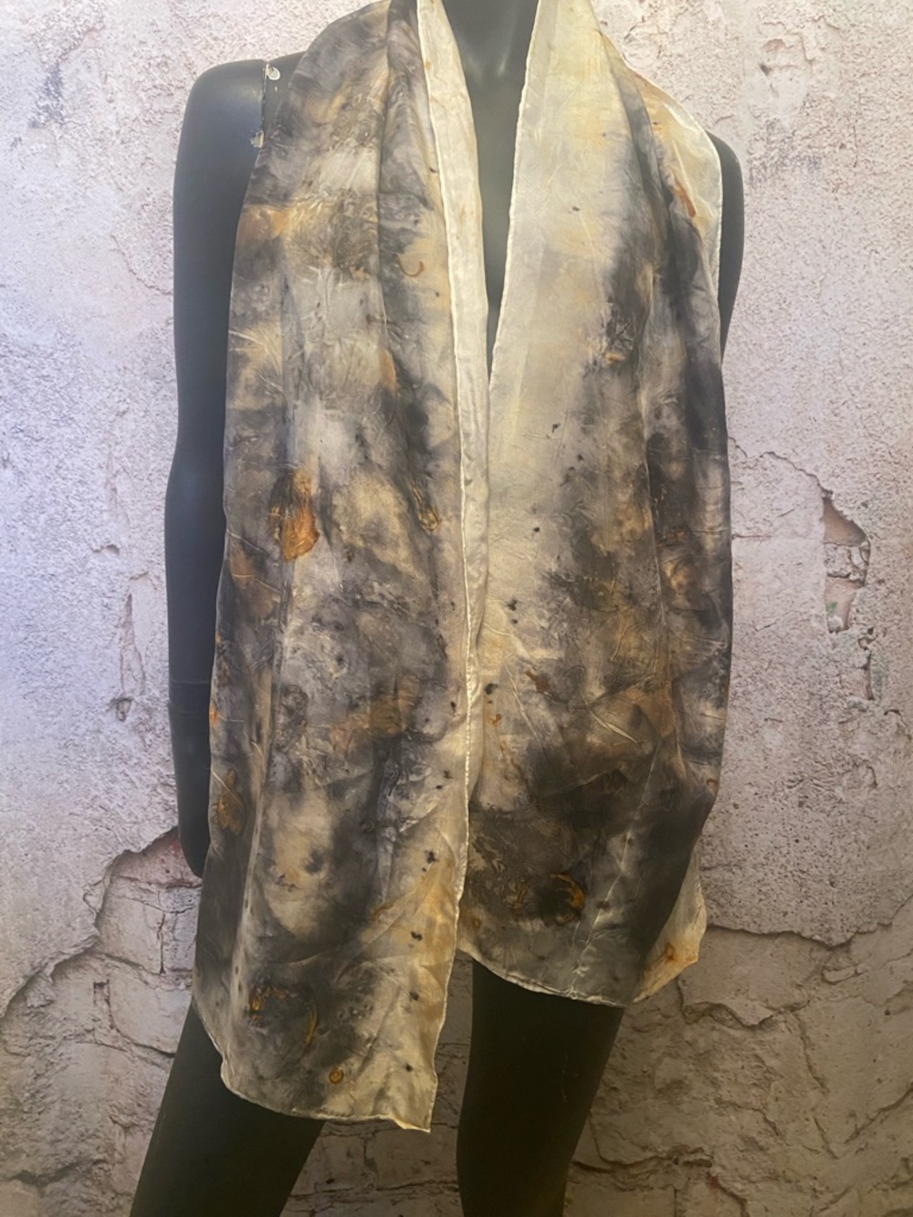 Dye Happy Silk Grey/Yellow Rectangle Scarf